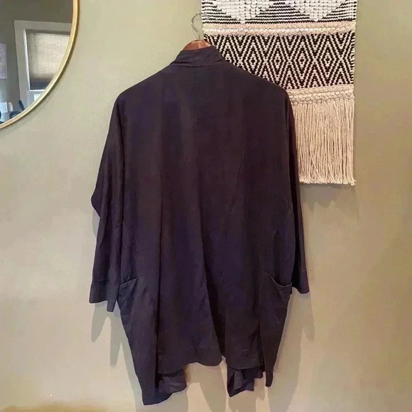 SOLEMIO DREAM DAY NAVY FAUX SUEDE JACKET CARDIGAN - Picture 2 of 4